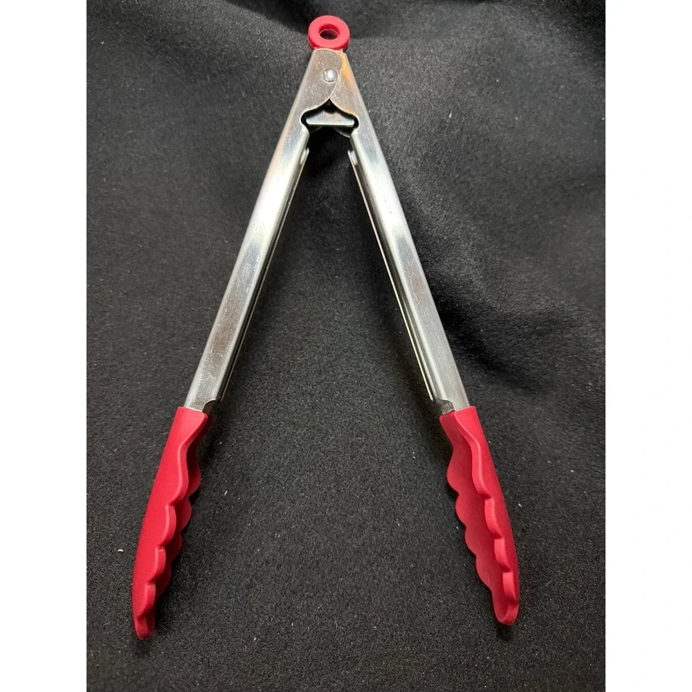 KitchenAid Locking Silicone Tongs Kitchen Tool Red Stainless Steel‎ 10.5 Inch